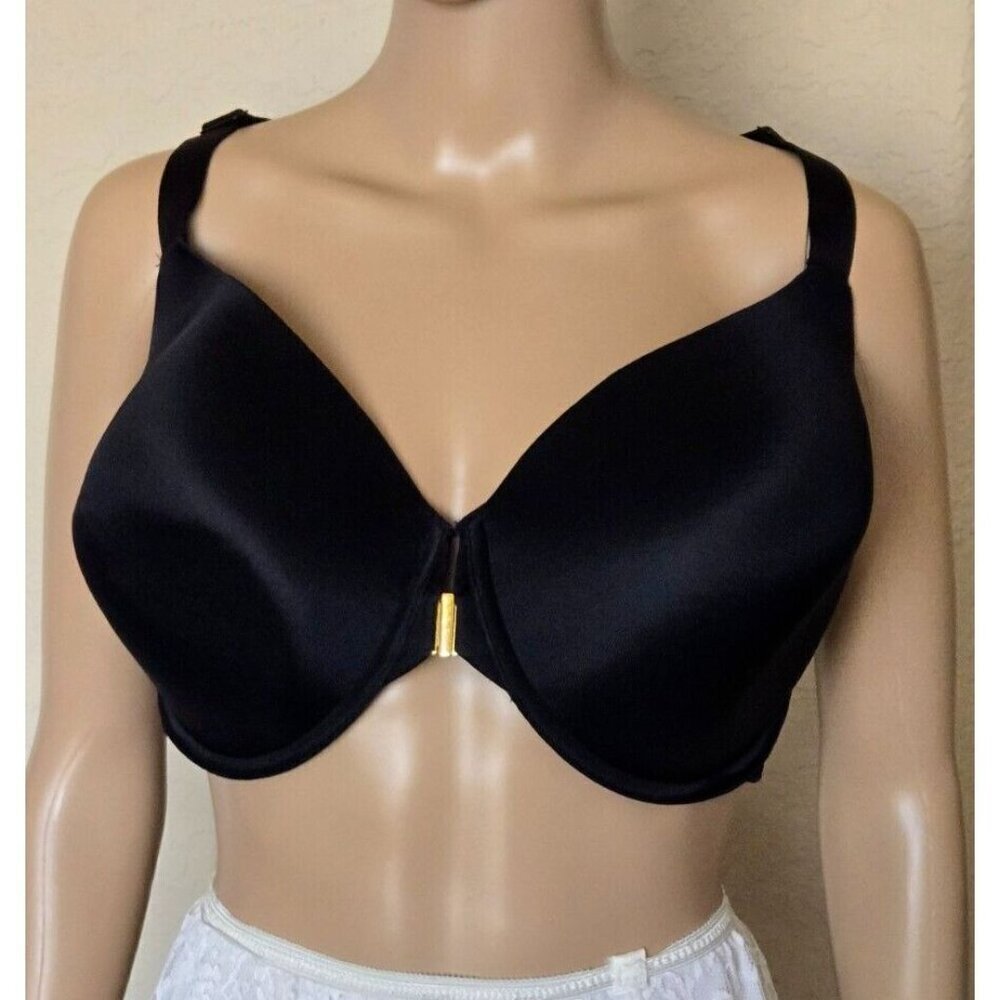 Catherines lightly Lined black Bra Underwire front Closure size 48C